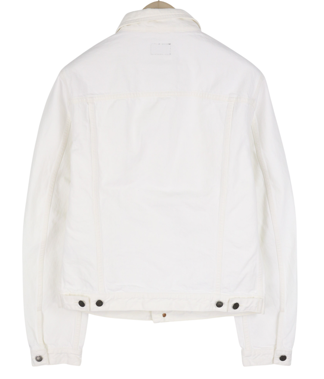 NUDIE Perry vyriška striukė L, ekologiška balta, su sagomis, kaklo kišenėmis, džinsinis audinys 