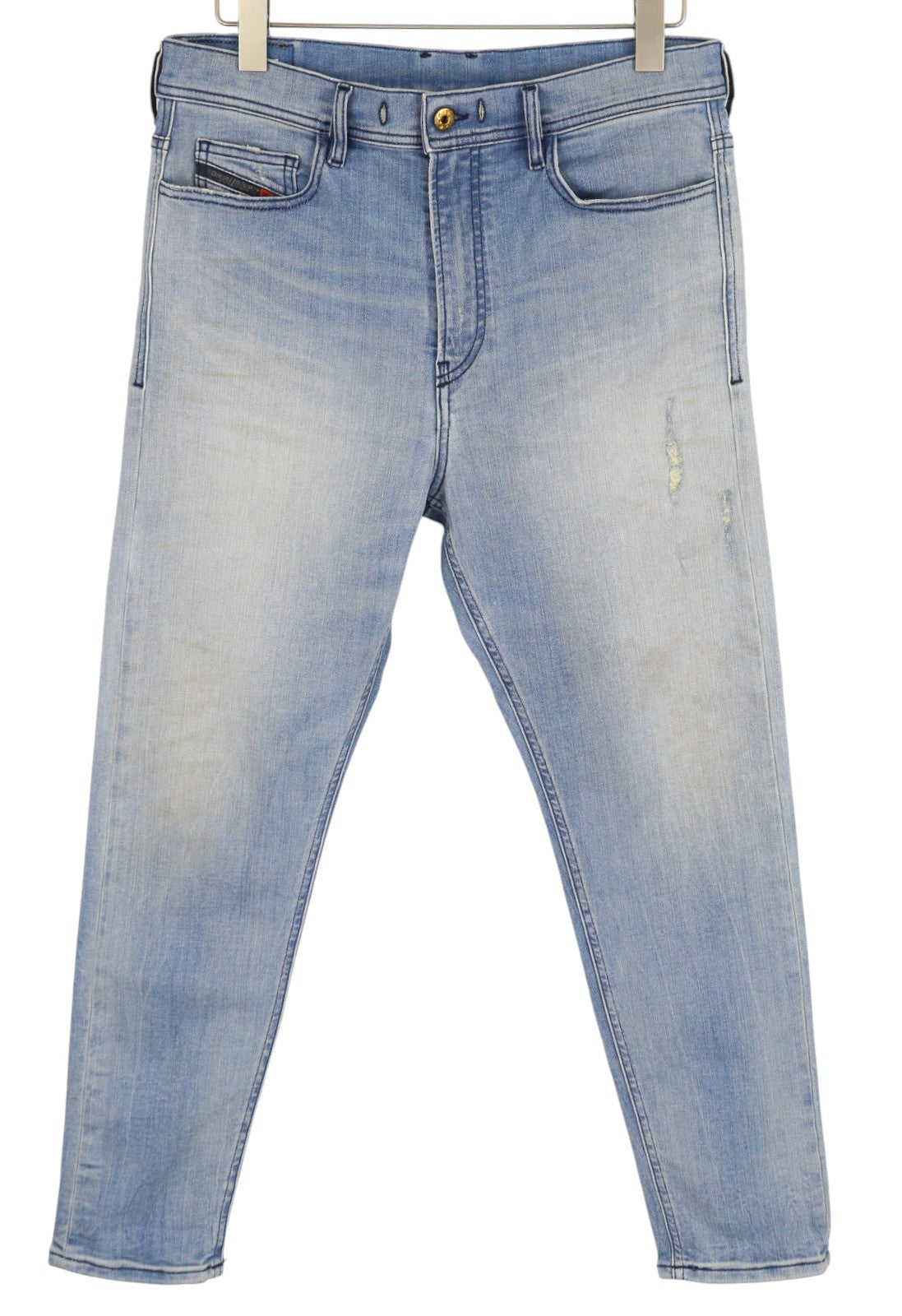 DIESEL Kly-Nr 087AB Men Jeans W32 Denim Washed Blue Jogg Distress Slim Fit Aged