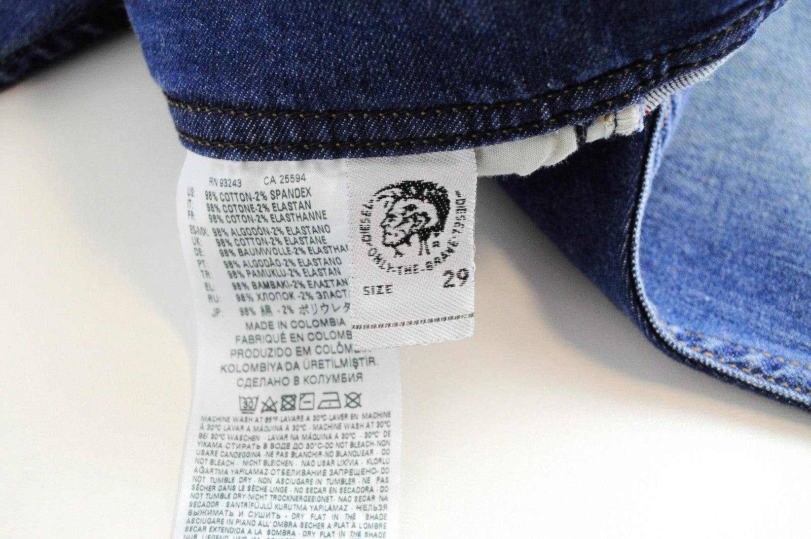 DIESEL Tepphar C84QQ vyriški džinsai W29/L30 Slim morkų mėlynos spalvos, tamprūs, medvilniniai 