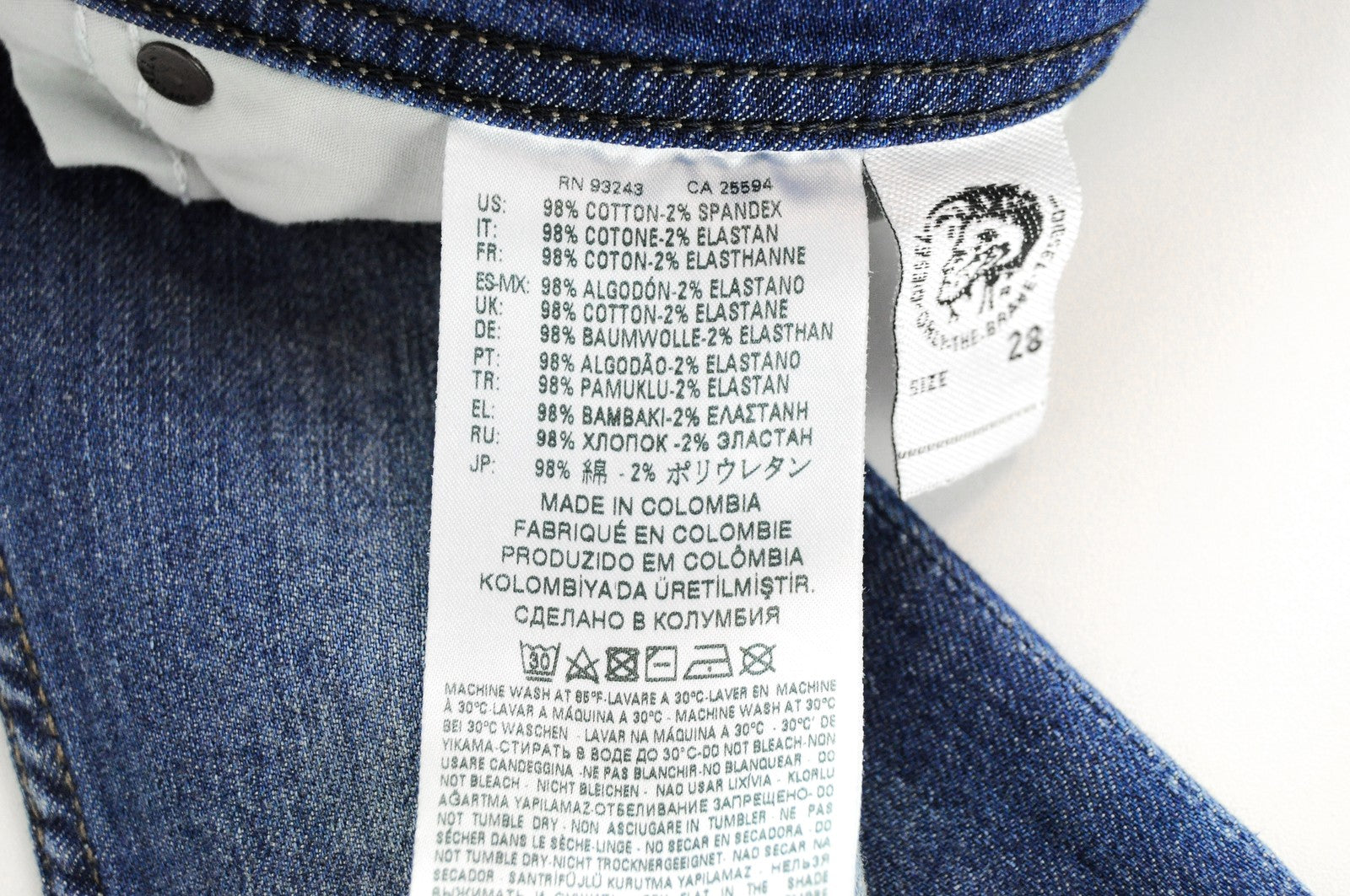 DIESEL Tepphar C84QQ vyriški džinsai W29/L30 Slim morkų mėlynos spalvos, tamprūs, medvilniniai 