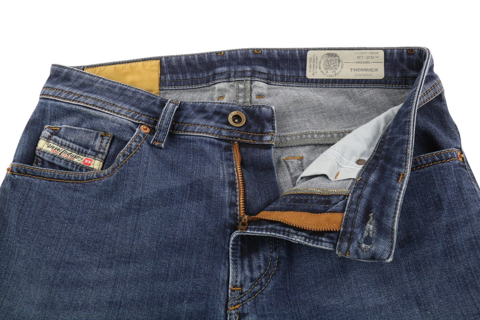 DIESEL Thommer 084BU Men Jeans W30/L30 Denim Washed Blue Slim Skinny Stretch