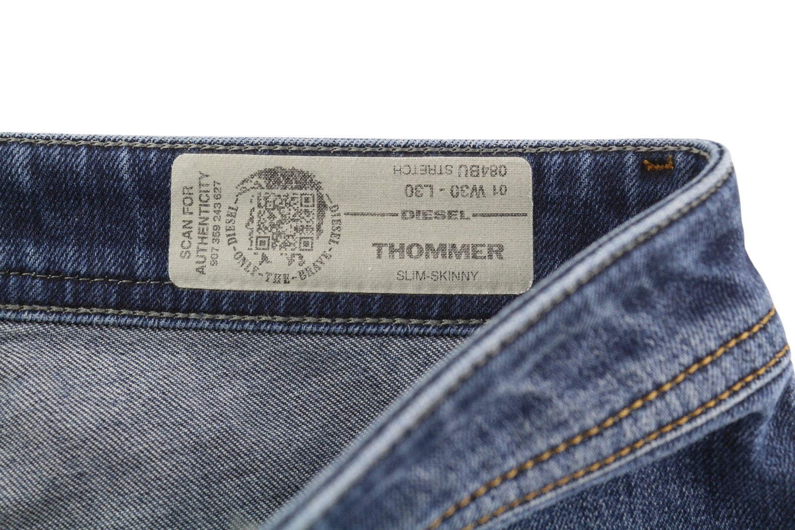 DIESEL Thommer 084BU Men Jeans W30/L30 Denim Washed Blue Slim Skinny Stretch