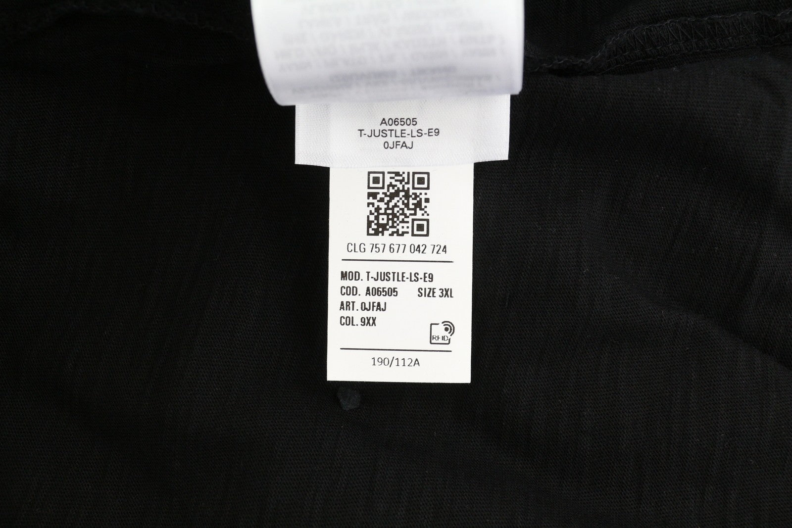 DIESEL T-Justle-LS-E9 Mens T-Shirt 3XL Black Long Sleeve Crew Neck RRP€135