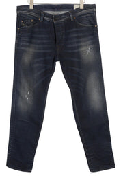 DIESEL Darron 0880F Men Jeans W36/L32 Dark Blue Regular Slim Tapered Distress