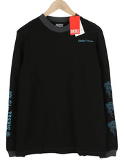 DIESEL T-Justle-LS-E9 Mens T-Shirt XS Black Long Sleeve Crew Neck  RRP€135