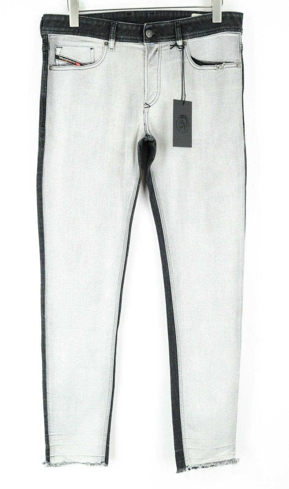 DIESEL Sleenker-X-SP 082AX vyriški džinsai W33/L32 pilki, ploni, aptempti medvilniniai džinsai 