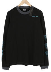DIESEL T-Justle-LS-E9 Mens T-Shirt L Black Long Sleeve Crew Collar RRP€135