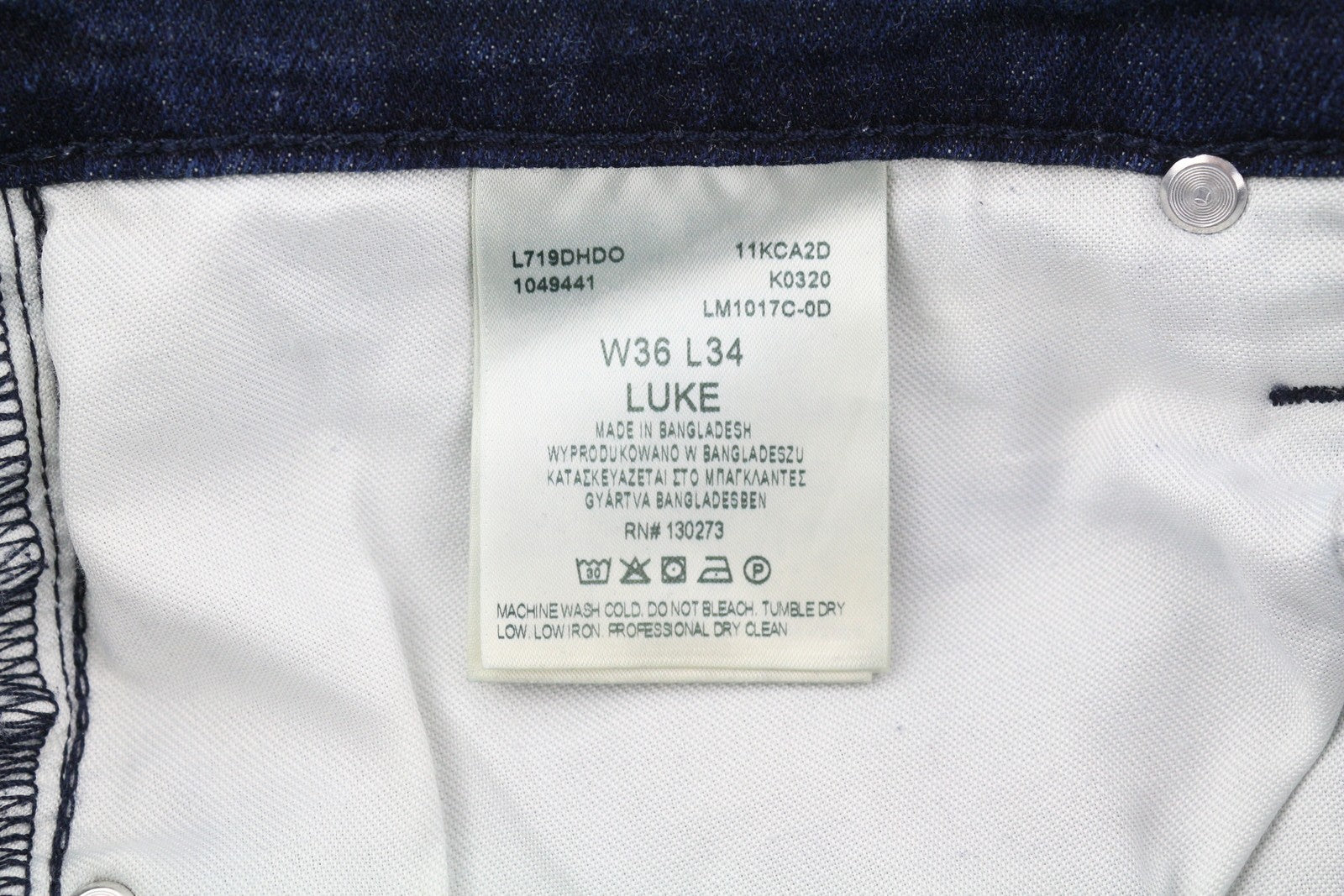 LEE Luke Men Jeans W36/L34 Denim Dark Blue Washed Slim Fit Zip Fly 5-Pockets