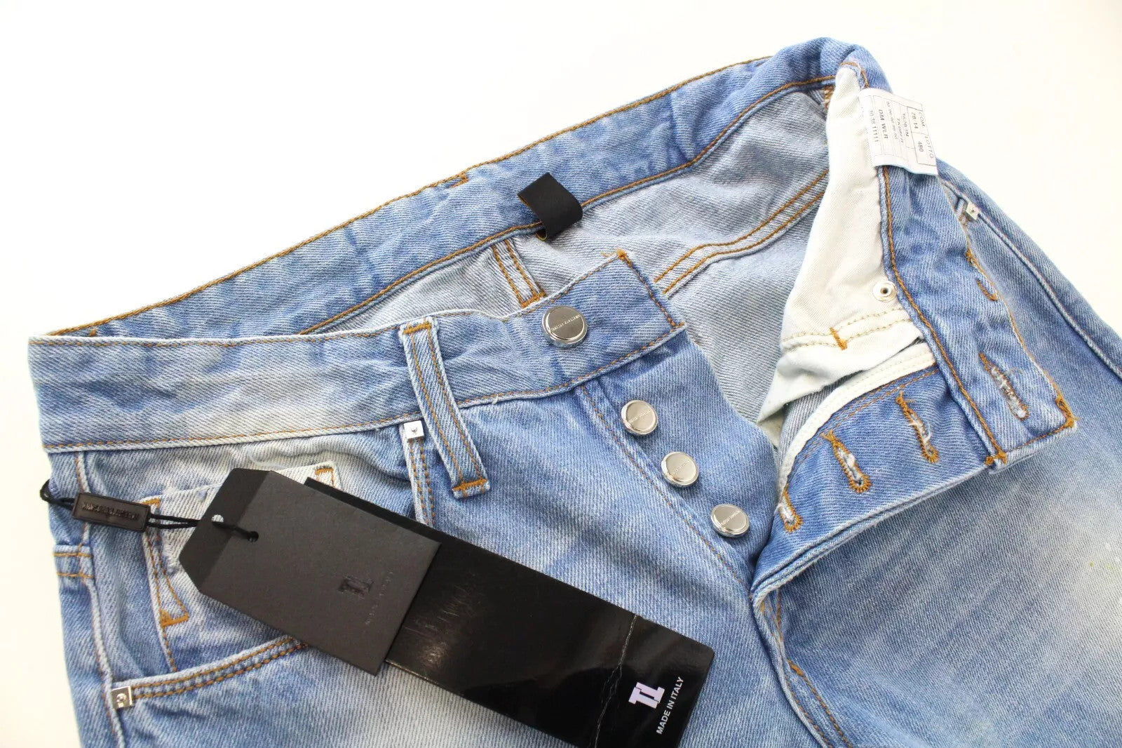 TAKESHY KUROSAWA vyriški džinsai W30 dažyti, dirbtinai nudažyti, ploni, sagomis užsegami džinsai 