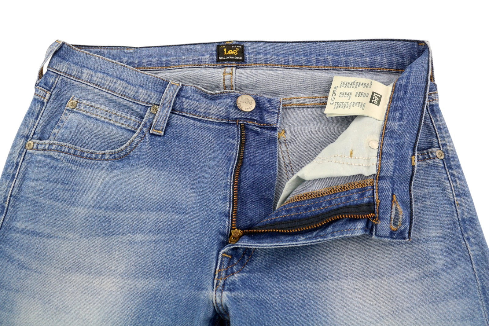 LEE Luke Men Jeans W30/L30 Denim Washed Blue Slim Fit Zip Fly Logo 5-Pockets