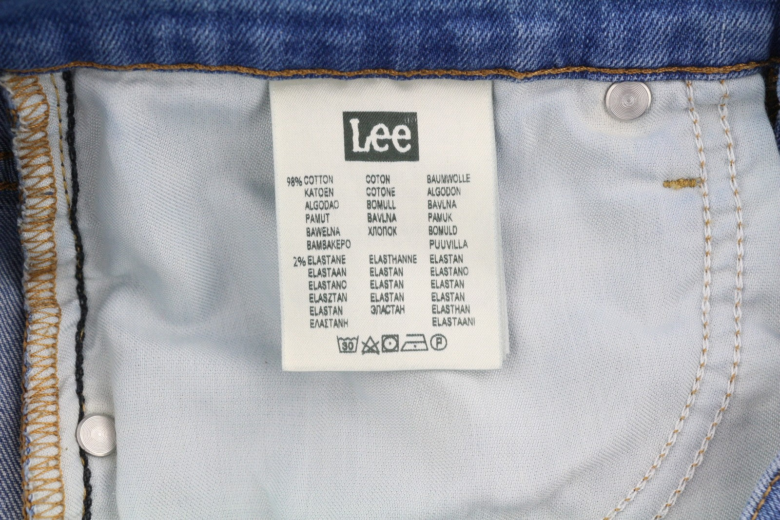 LEE Luke Men Jeans W30/L30 Denim Washed Blue Slim Fit Zip Fly Logo 5-Pockets