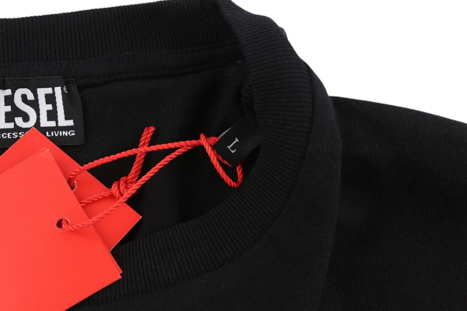 DIESEL T-Just-LS-C3 Mens T-Shirt L Black Cotton Crew Collar Long Sleeve RRP€70