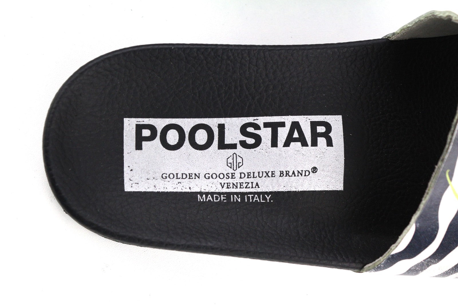 GOLDEN GOOSE Poolstar moteriškos šlepetės, 39 dydžio, juodos, su zebro raštu, užsegamos vasarinėms 