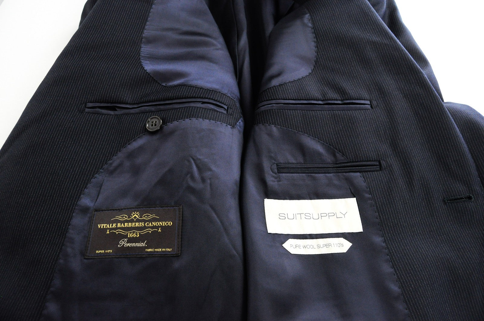 SUITSUPPLY Napoli Mens Blazer UK40L Navy Wool Super  Striped Dress