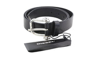 DIESEL B-Pirsin Men Belt 95 CM Black Leather Buckle Closure Leather Casual Logo
