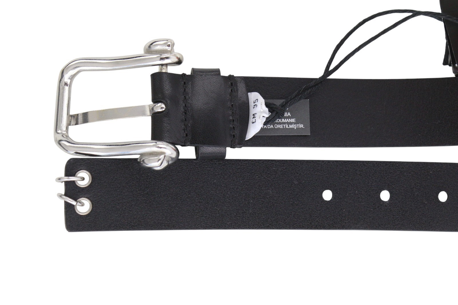 DIESEL B-Pirsin Men Belt 95 CM Black Leather Buckle Closure Leather Casual Logo