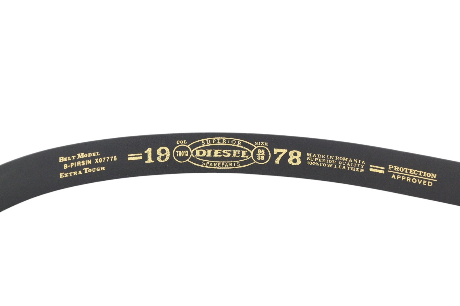 DIESEL B-Pirsin Men Belt 95 CM Black Leather Buckle Closure Leather Casual Logo