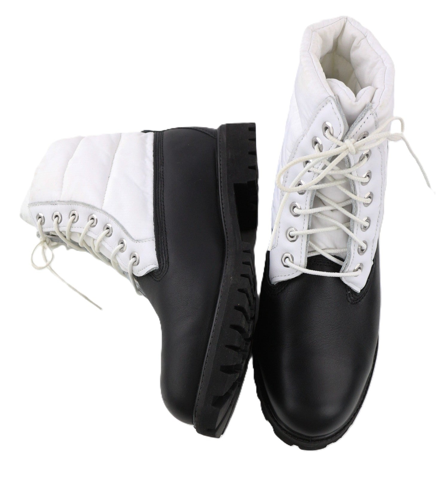 TIMBERLAND A2BY4-A4040 vyriški batai EU43.5/44 juodi, balti, odiniai, aukštakulniai su raišteliais 