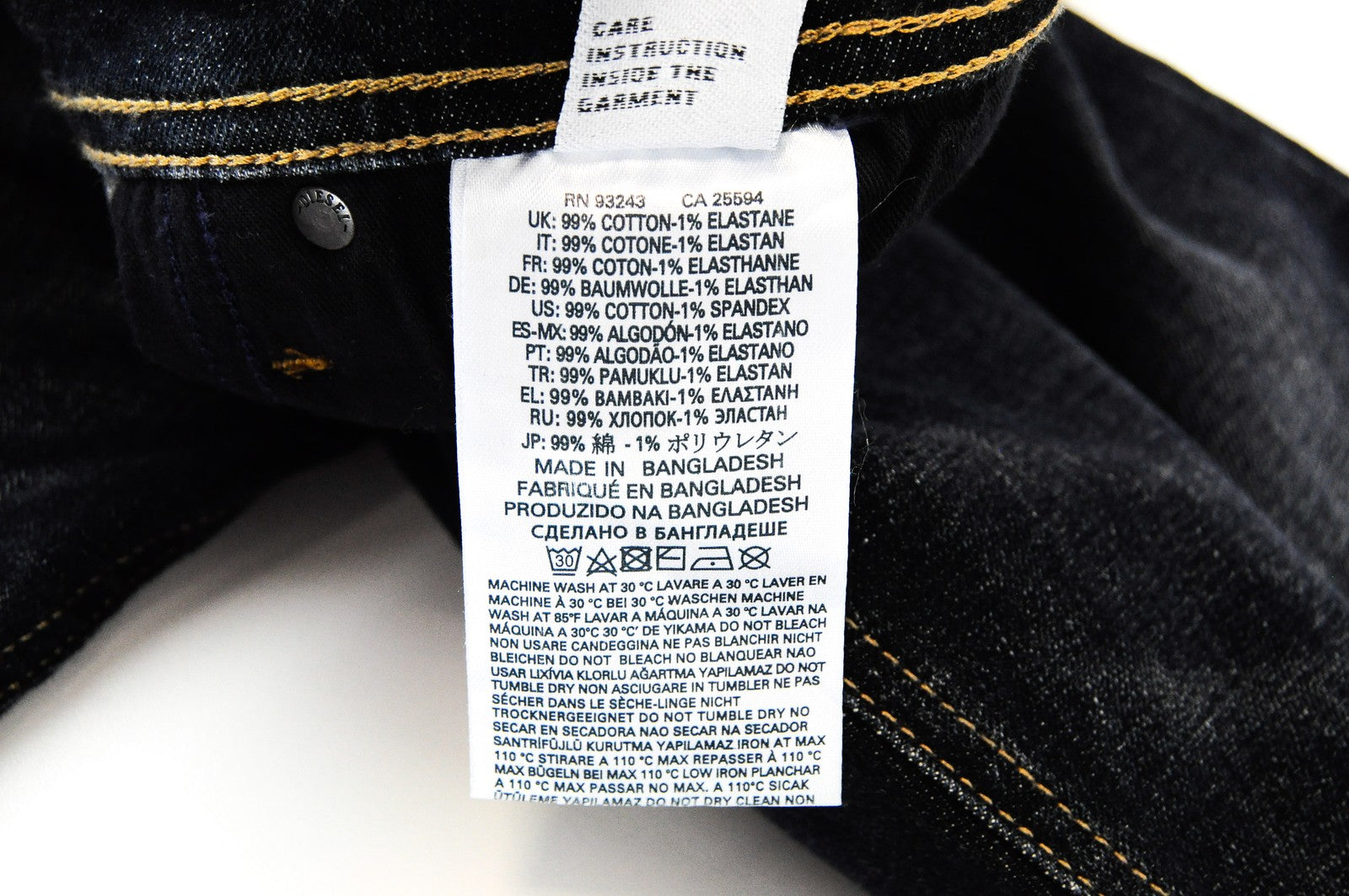 DIESEL Tepphar RFE03 vyriški džinsai W30 L34 Slim Carrot 5 kišenių mėlyna medvilnė 