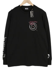 DIESEL T-Just-LS-B52 vyriški marškinėliai L dydžio, juodi, apvalia apykakle, ilgomis rankovėmis, trikotažiniai, RRP 90 € 