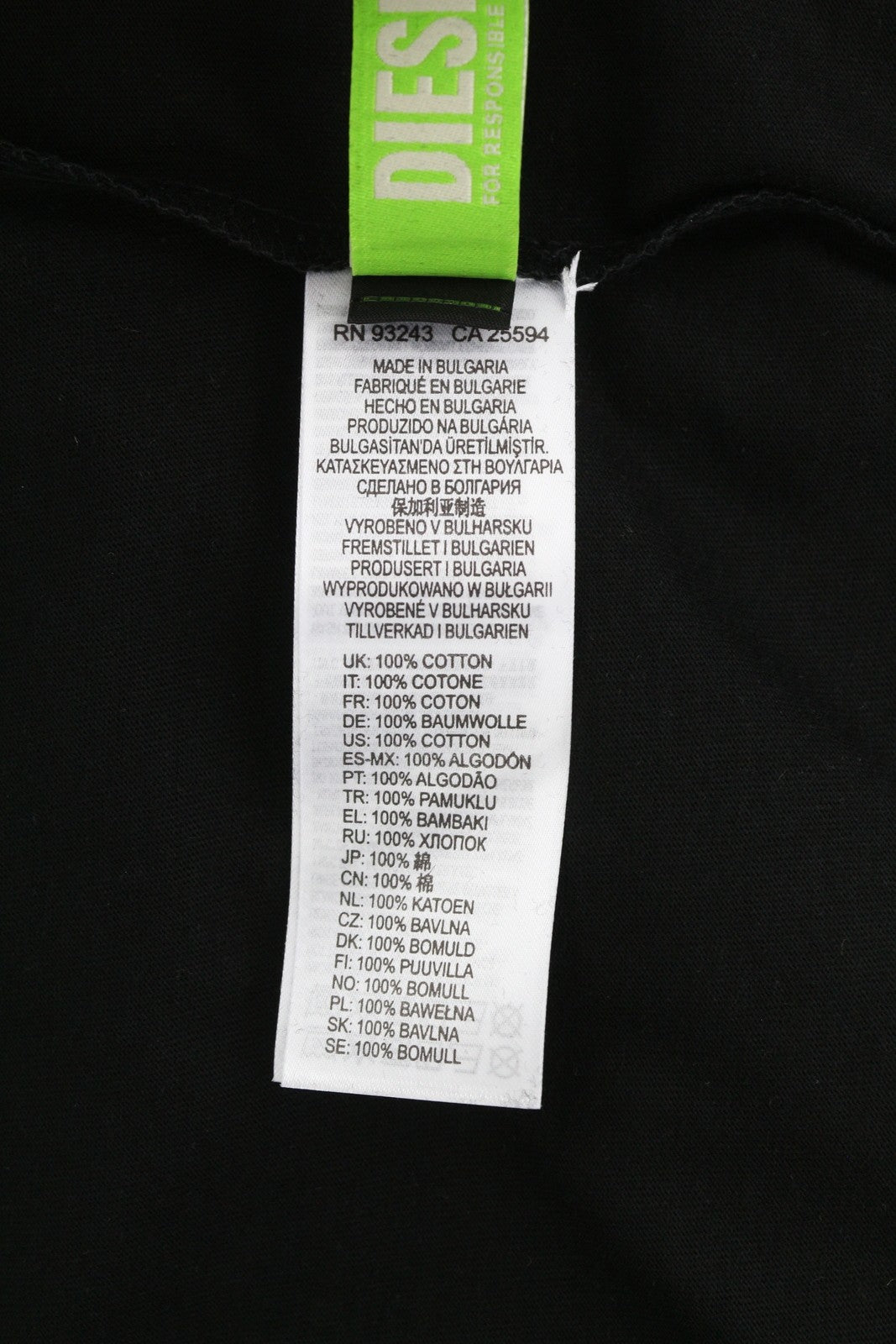 DIESEL T-Just-LS-B52 vyriški marškinėliai L dydžio, juodi, apvalia apykakle, ilgomis rankovėmis, trikotažiniai, RRP 90 € 