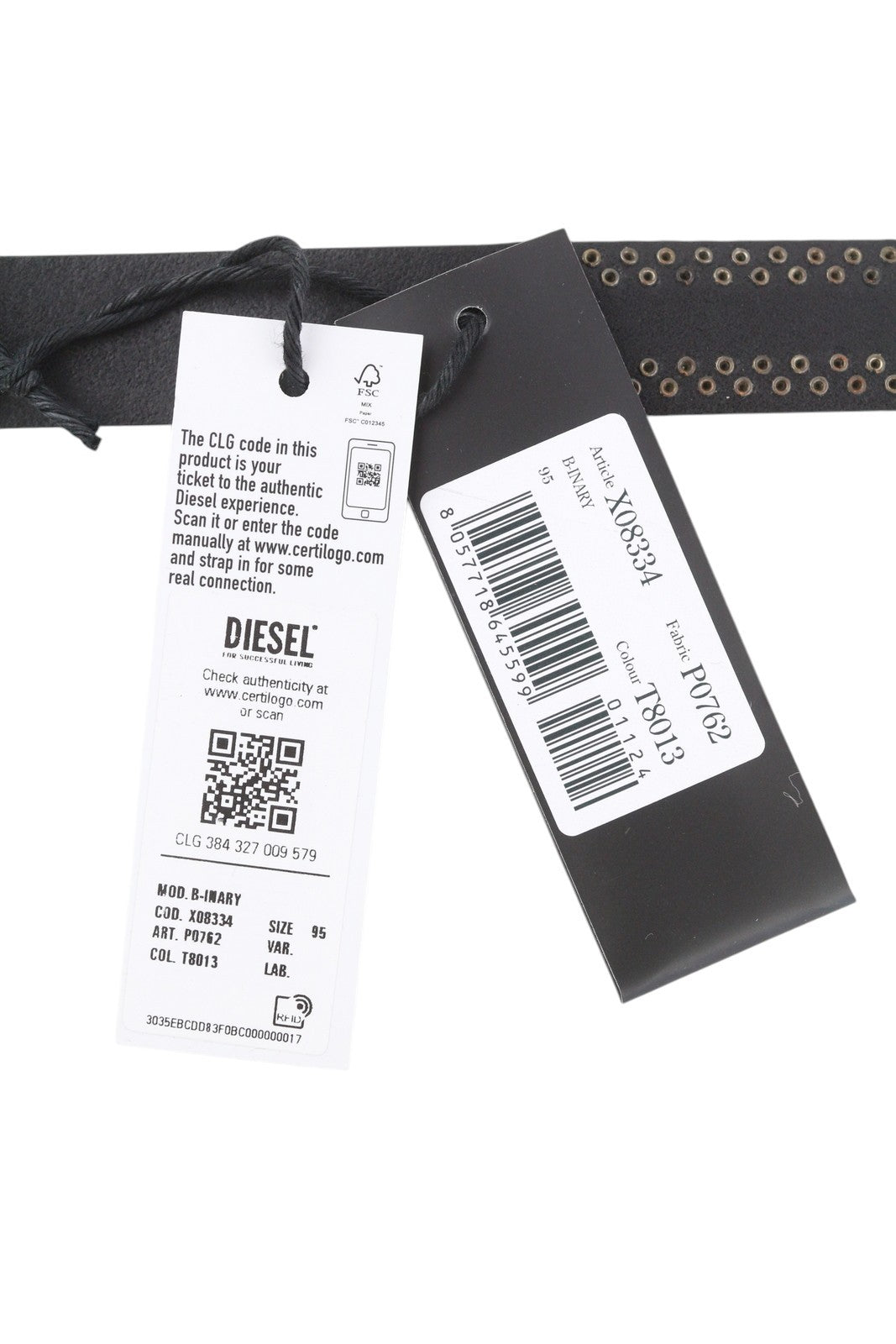 DIESEL B-Inary vyriškas diržas, 95 cm, juodas, odinis, sidabro atspalvio, sagtimi, rekomenduojama mažmeninė kaina – 200 € 