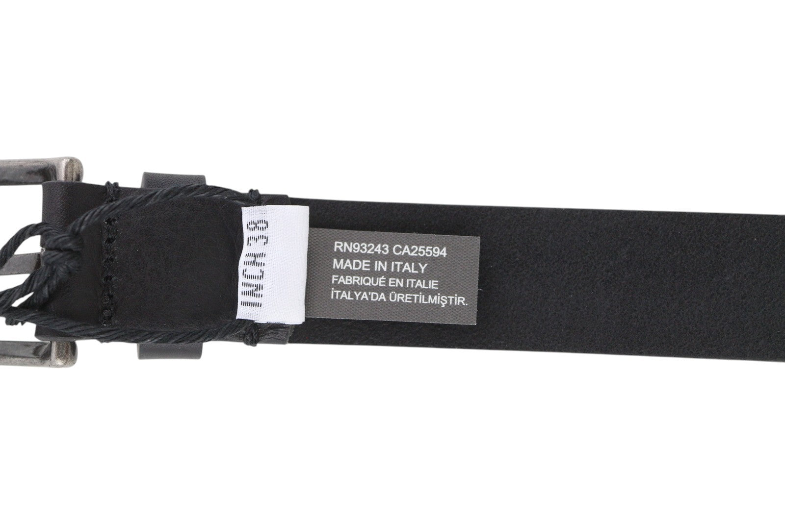 DIESEL B-Inary vyriškas diržas, 95 cm, juodas, odinis, sidabro atspalvio, sagtimi, rekomenduojama mažmeninė kaina – 200 € 