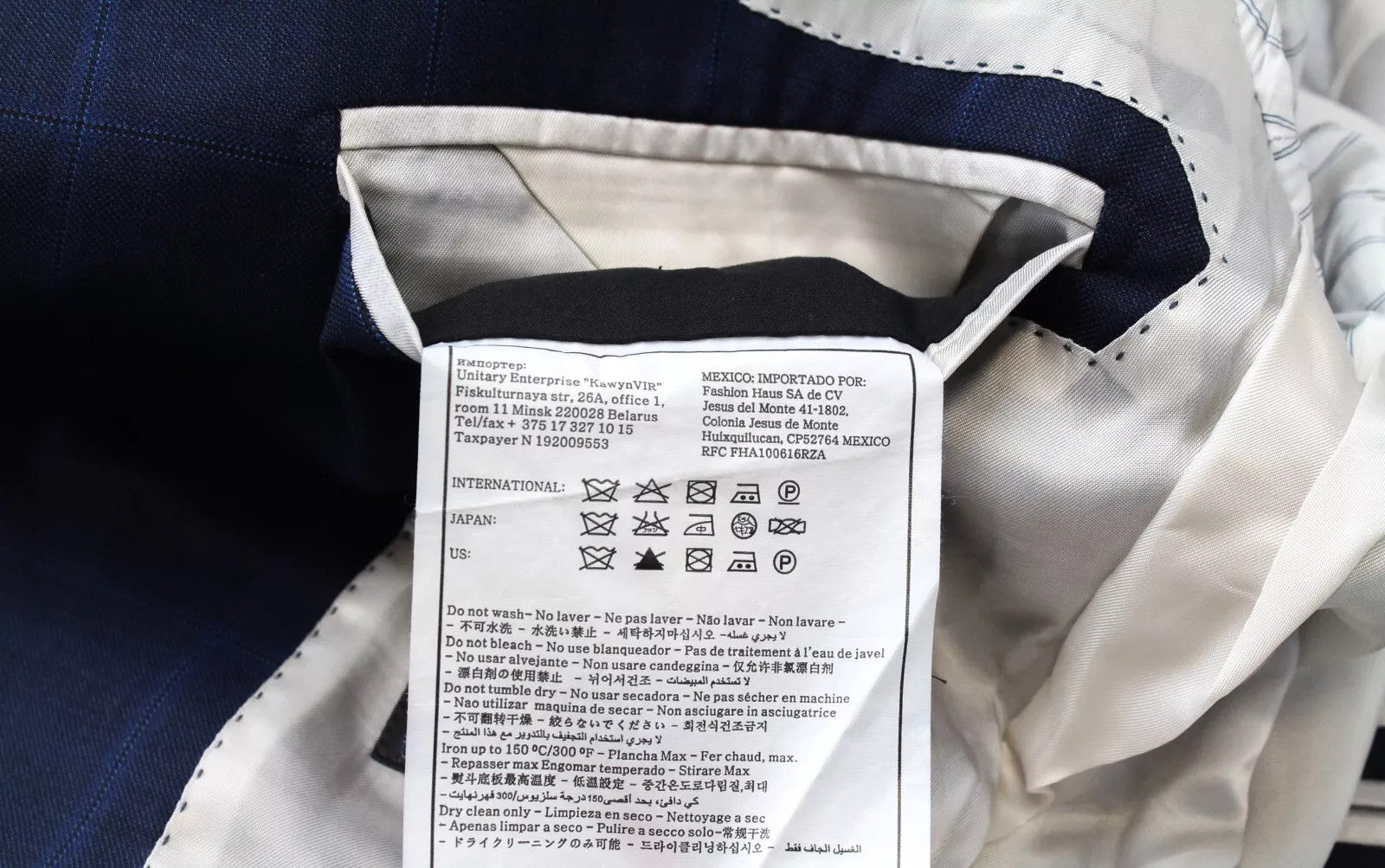 SUITSUPPLY Lazio Men`s Suit UK38R Slim Fit Blue Wool Checked 2-Piece Lined