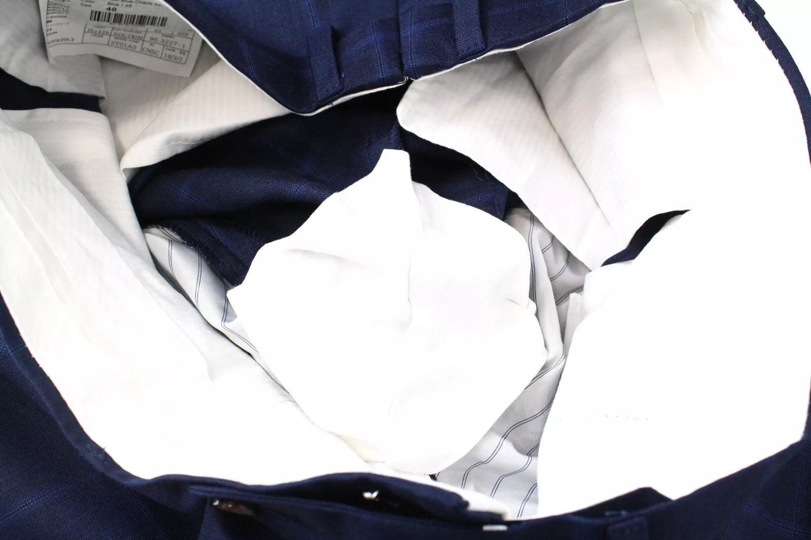 SUITSUPPLY Lazio Men`s Suit UK38R Slim Fit Blue Wool Checked 2-Piece Lined