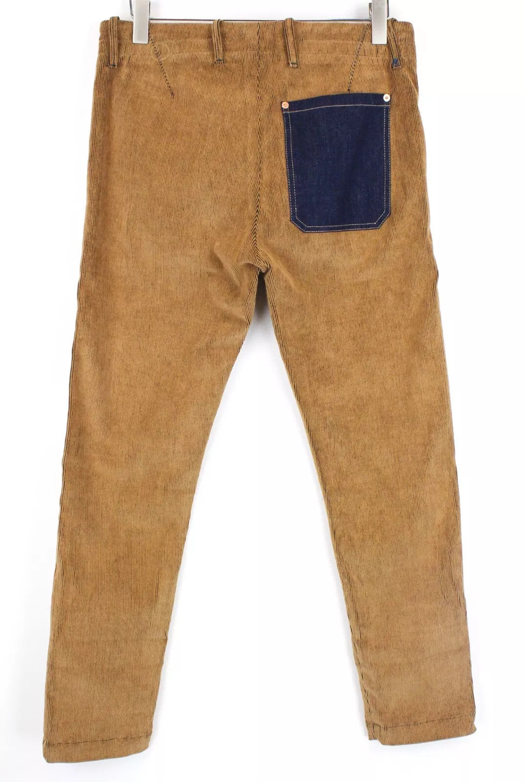 REPLAY Men`s Trousers W31/L30 Patched Corduroy Brown Button-Fly Straight Fit