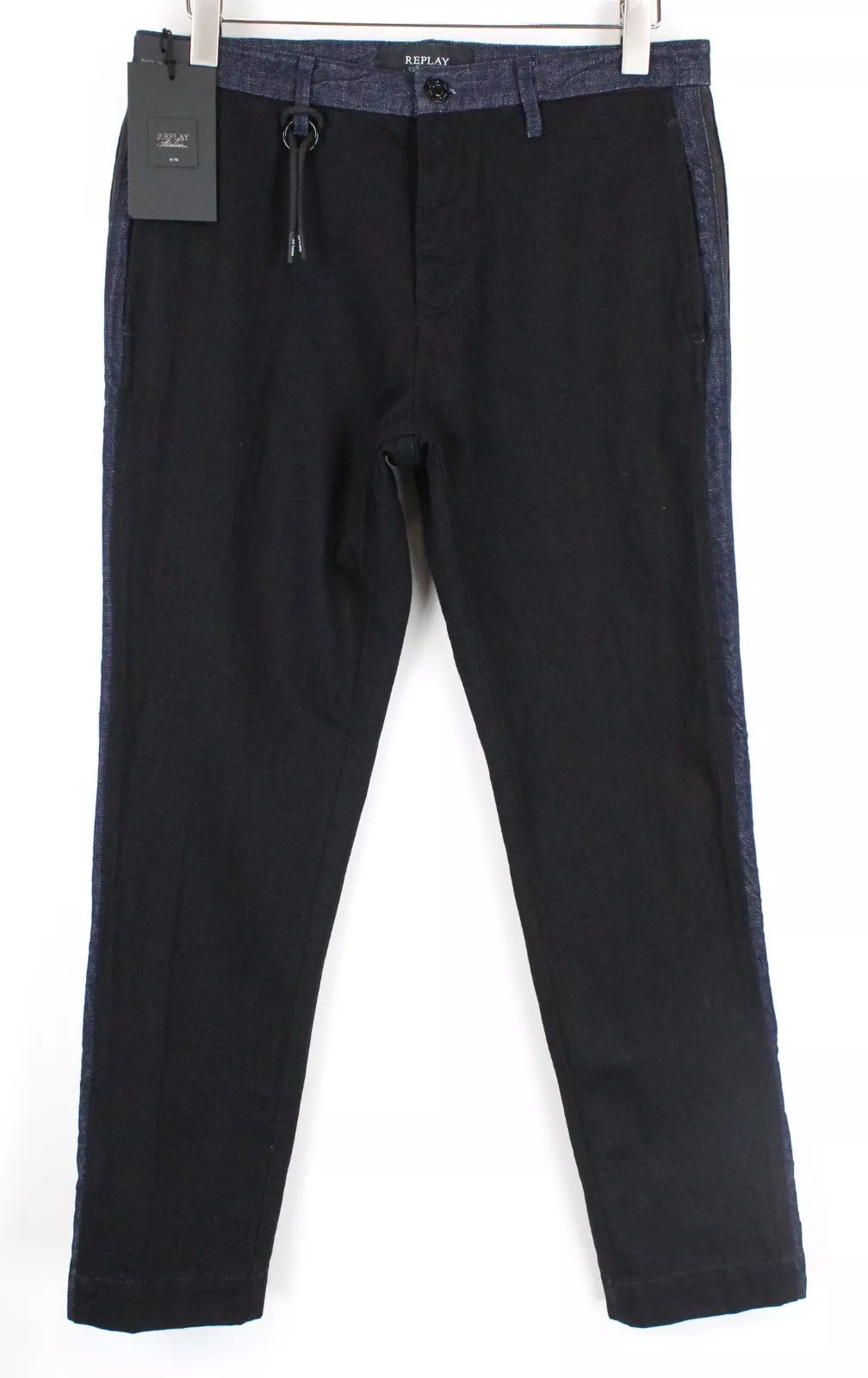 REPLAY Atelier Men`s Trousers W32/L30 Contrasting Denim Chino Cotton Patterns