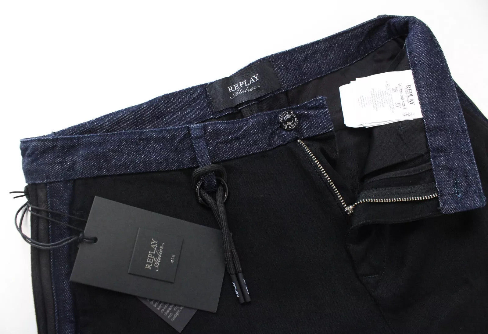 REPLAY Atelier Men`s Trousers W32/L30 Contrasting Denim Chino Cotton Patterns