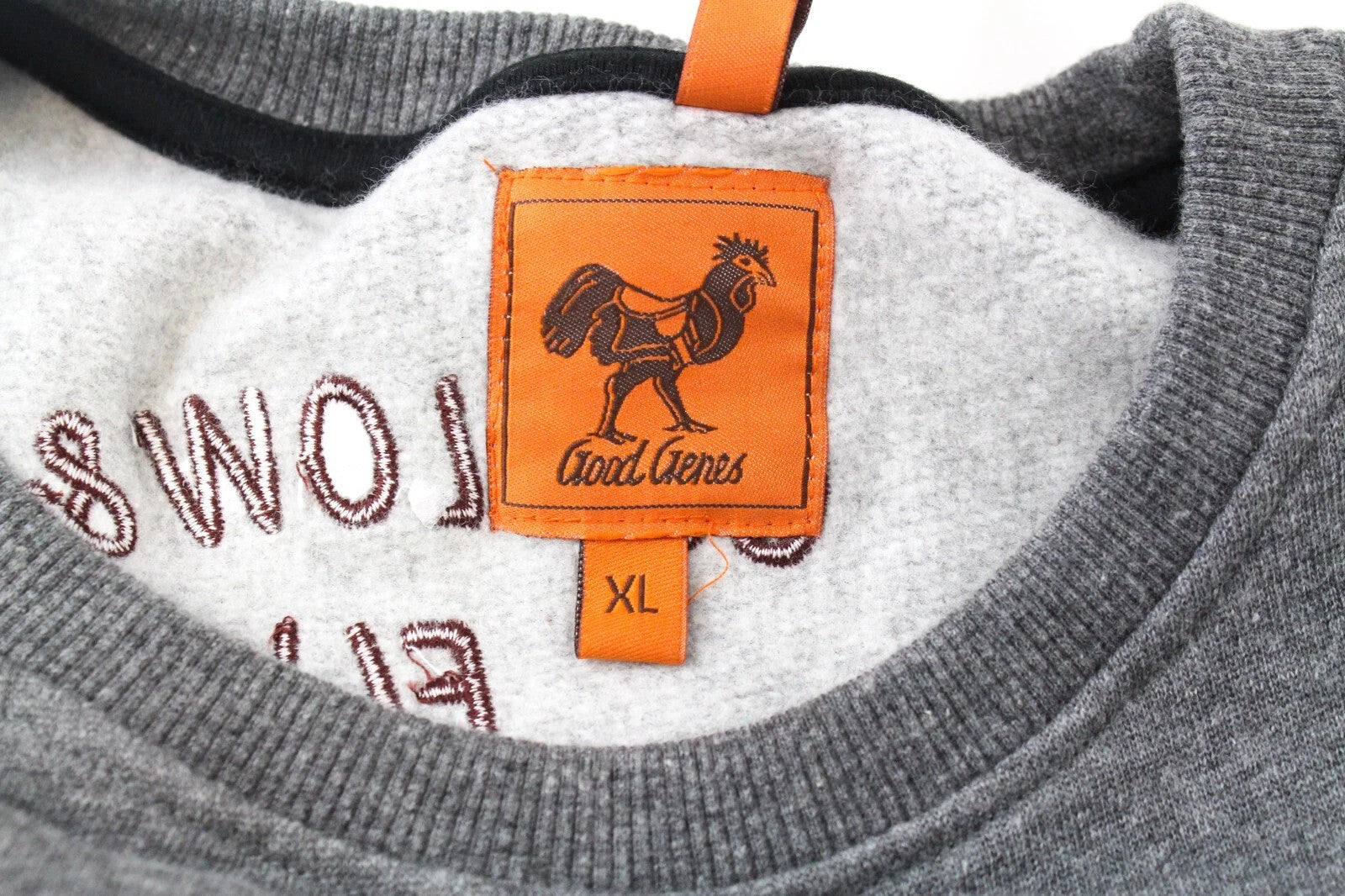 GOOD GENES vyriškas džemperis XL dydžio pilkas medvilnės mišinio logotipas ilgomis rankovėmis 