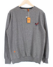 GOOD GENES vyriškas megztinis ilgomis rankovėmis XL dydžio, pilkas medvilnės mišinio megztinis su logotipu 