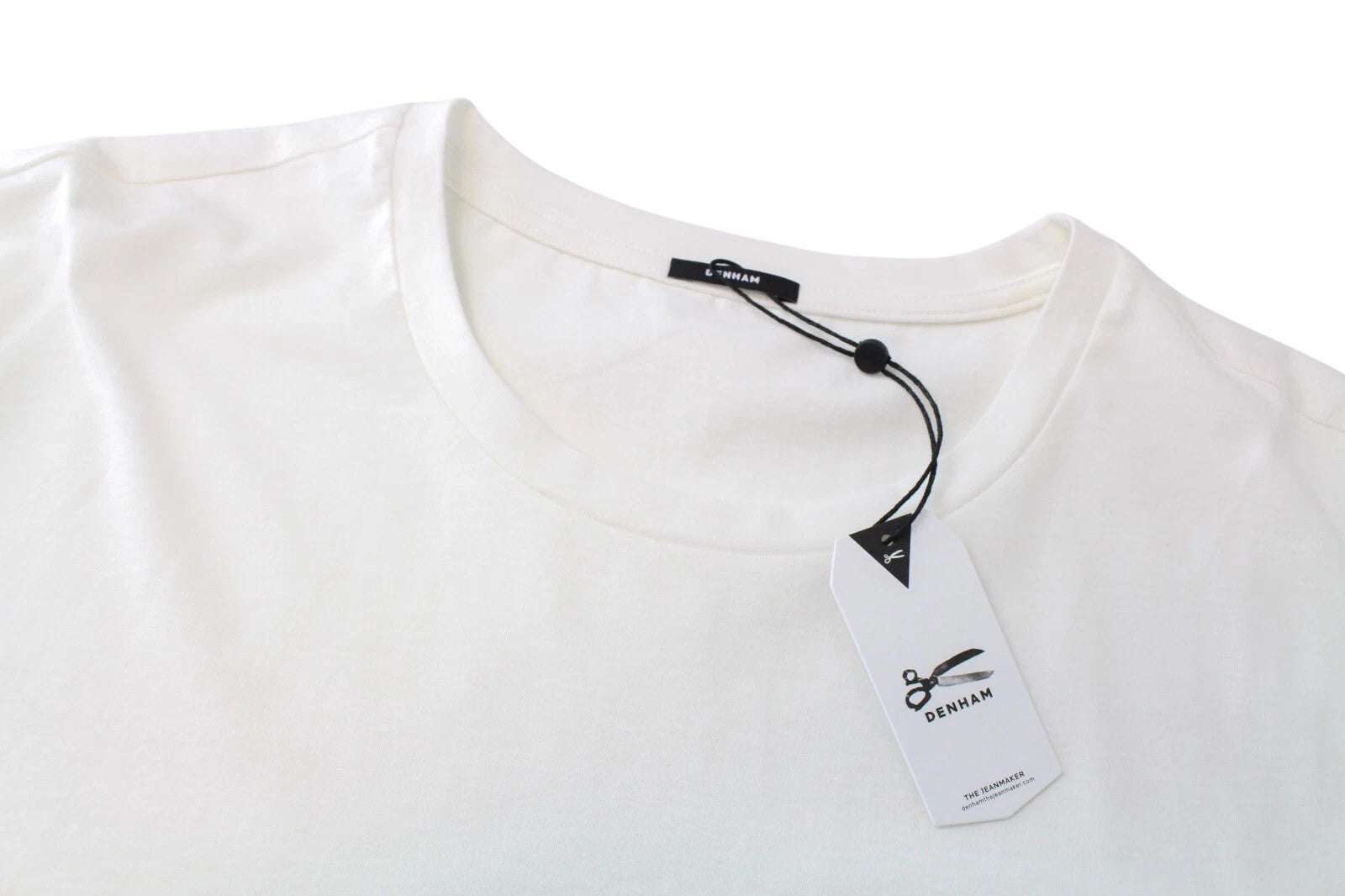 DENHAM Omono Women`s T-Shirt XL Off-White Pure Cotton Plain Short Sleeve