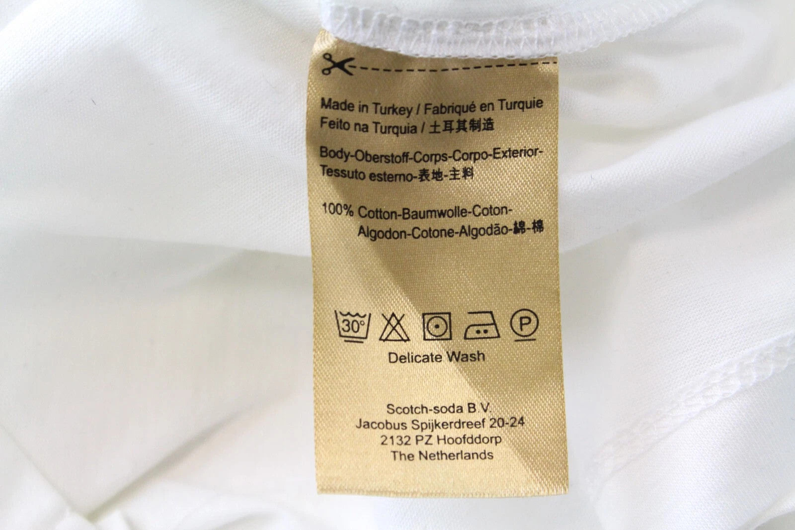 MAISON SCOTCH Women`s T-Shirt ~S Off-White Logo Pure Cotton Short Sleeve