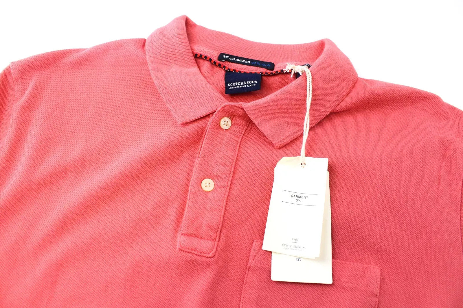 SCOTCH &amp; SODA Ams Blauw vyriški marškinėliai M rausvi polo medvilninė apykaklė trumpomis rankovėmis 