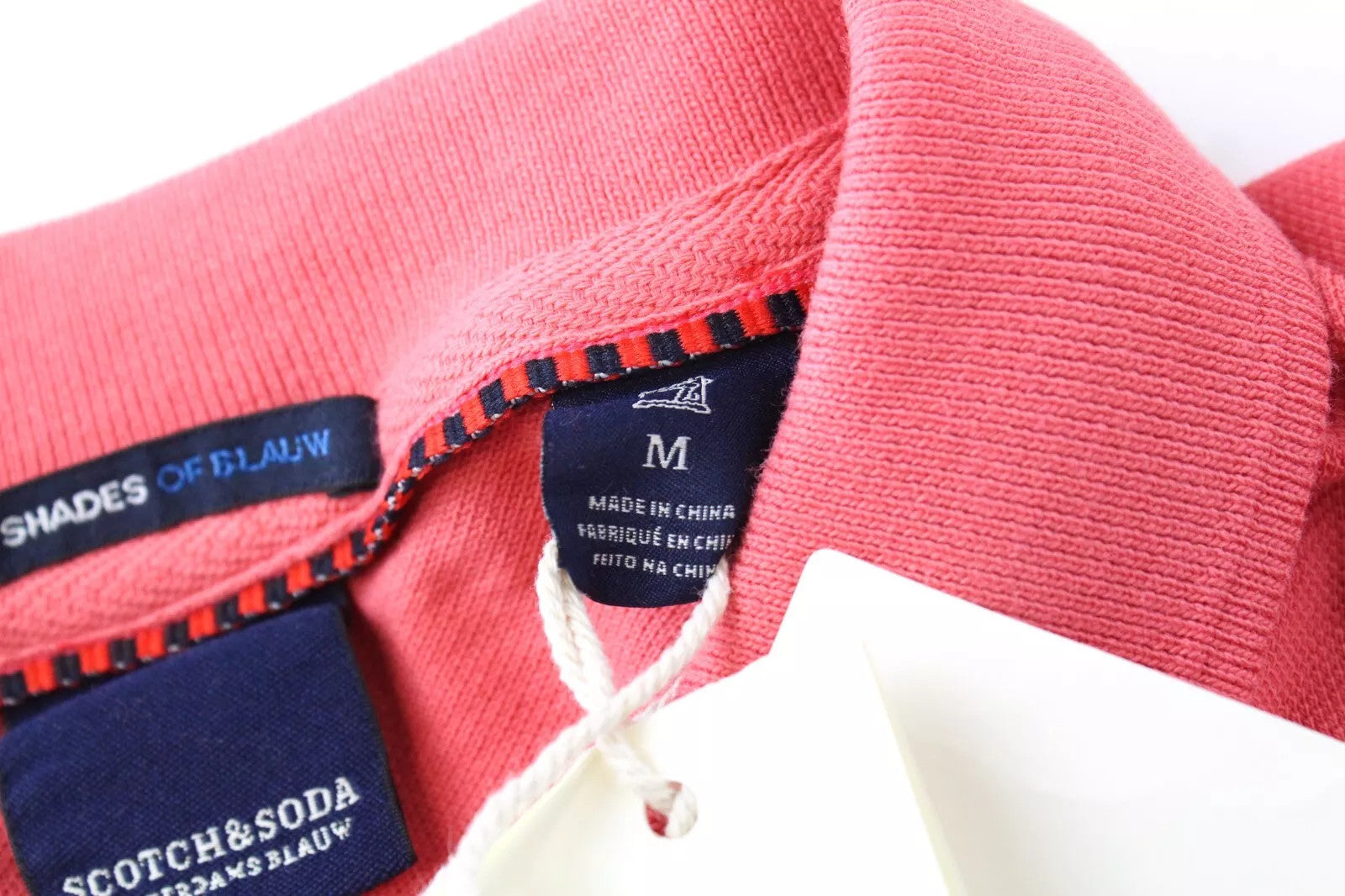 SCOTCH &amp; SODA Ams Blauw vyriški marškinėliai M rausvi polo medvilninė apykaklė trumpomis rankovėmis 