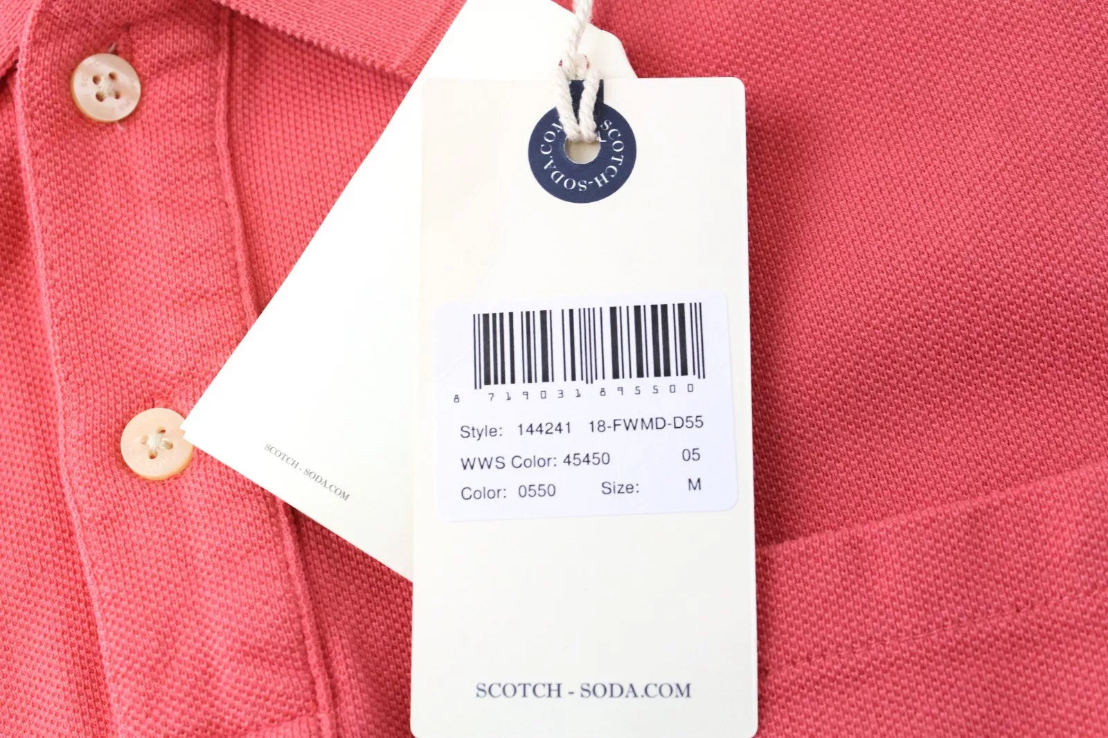 SCOTCH &amp; SODA Ams Blauw vyriški marškinėliai M rausvi polo medvilninė apykaklė trumpomis rankovėmis 