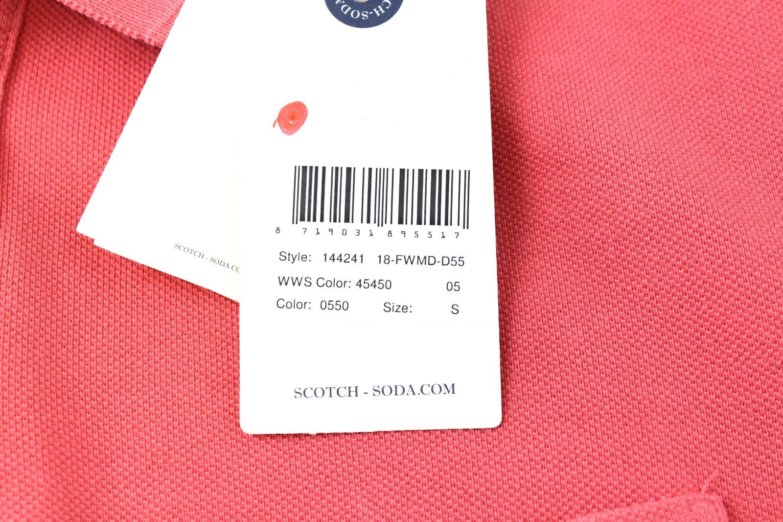 SCOTCH &amp; SODA Ams Blauw vyriški marškinėliai S rožinės spalvos medvilniniai polo trumpomis rankovėmis 