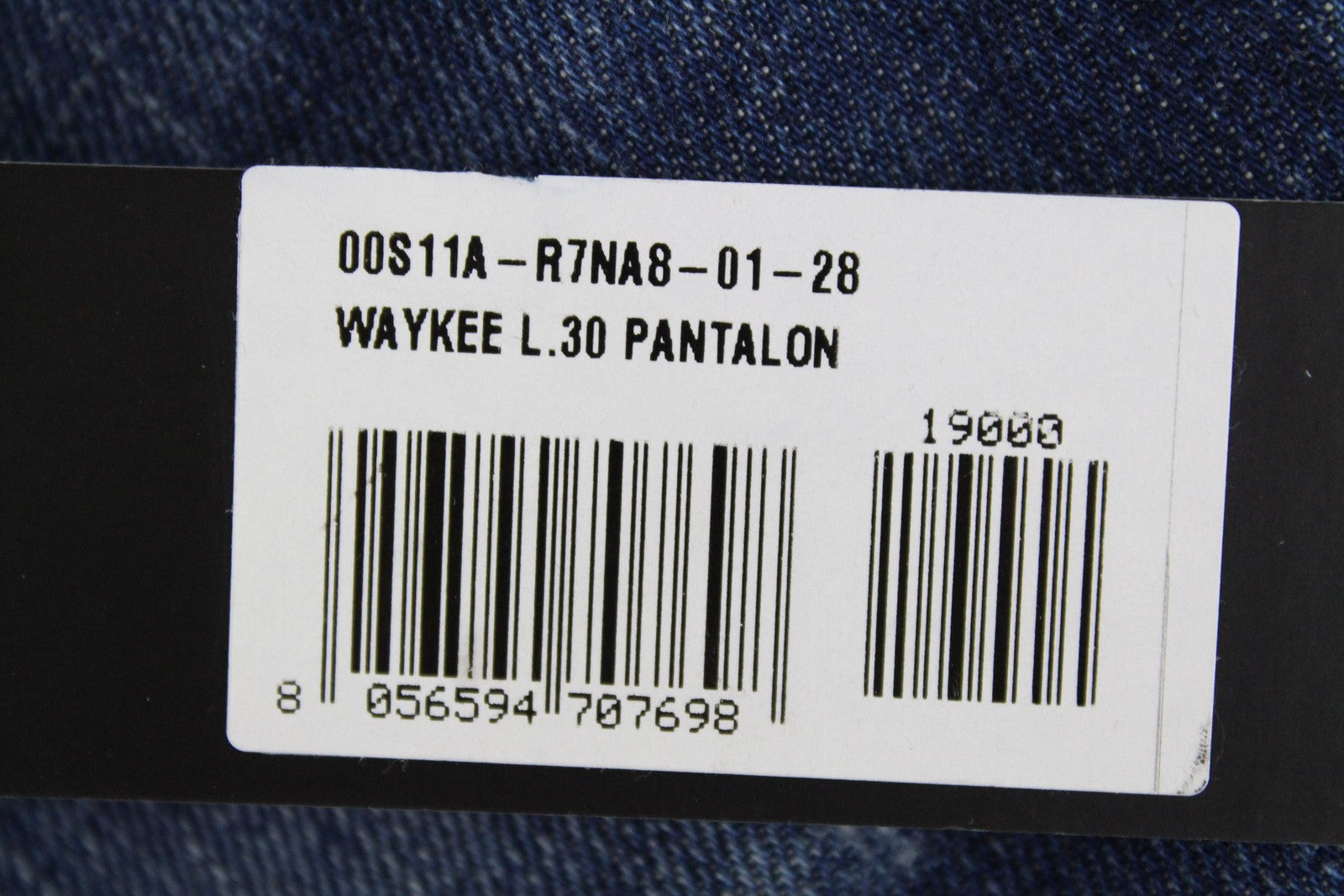 DIESEL Waykee R7NA8 vyriški džinsai W28 L30 tiesaus kirpimo, mėlyni, tamprūs medvilniniai džinsai 