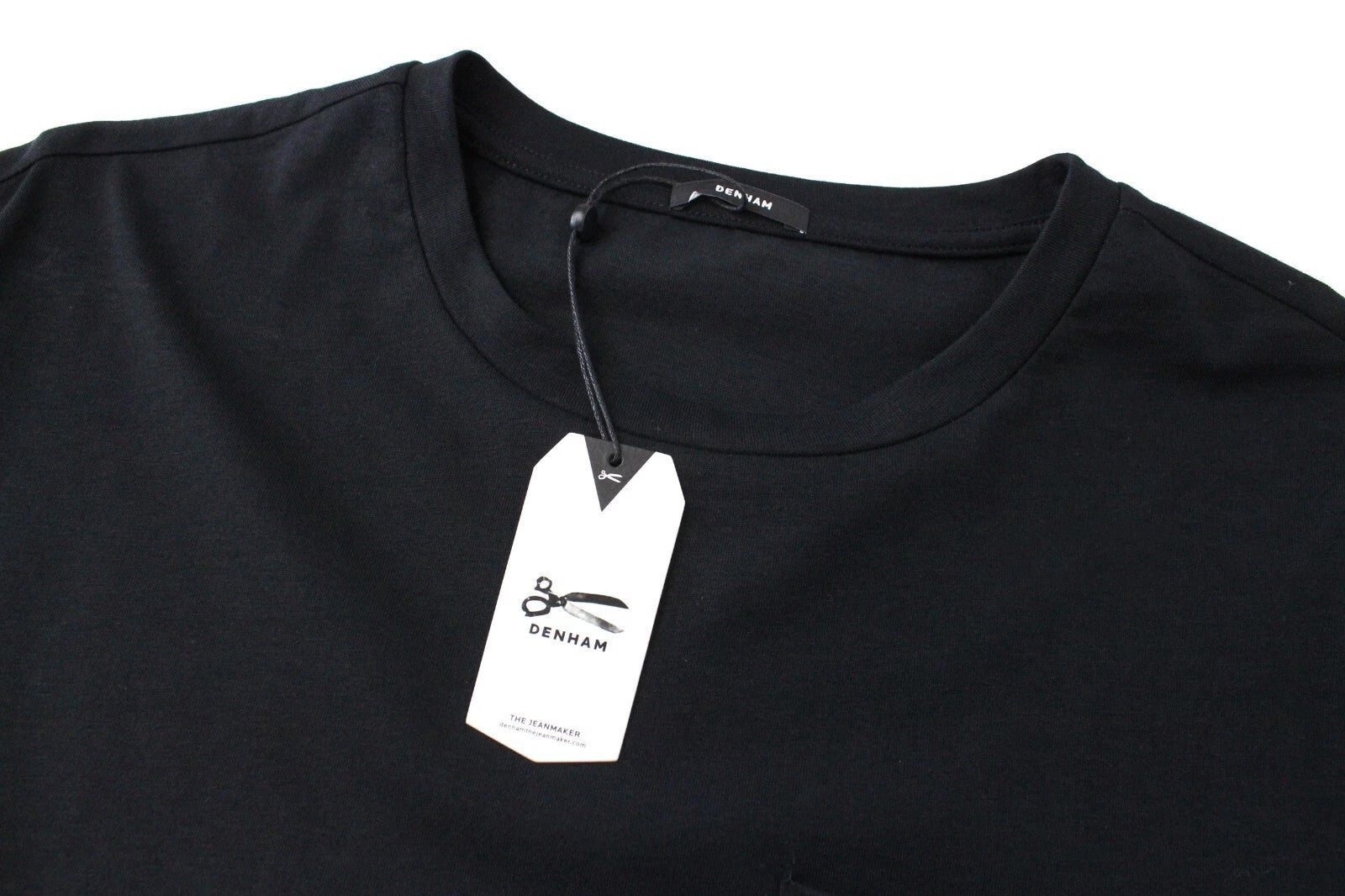 DENHAM Omono Women`s T-Shirt XS Plain Black Short Sleeve Casual Pure Cotton