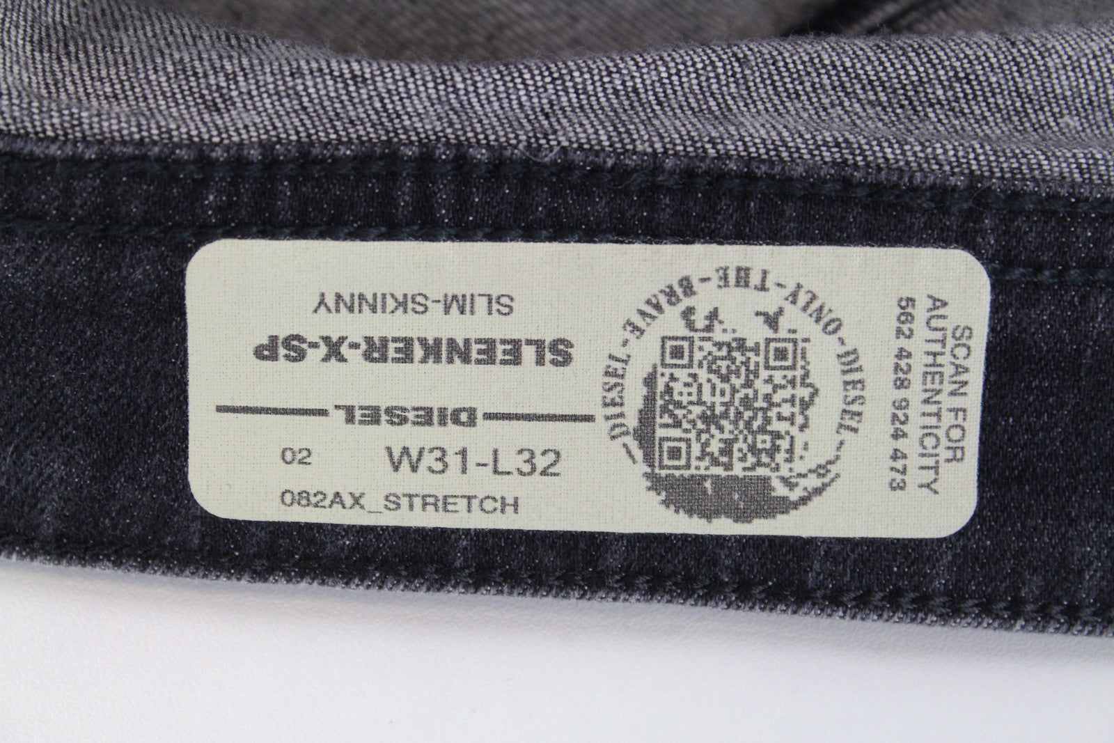 DIESEL Sleenker-X-SP 082AX vyriški džinsai W31 L32 Skinny Slim pilki tamprūs medvilniniai džinsai 