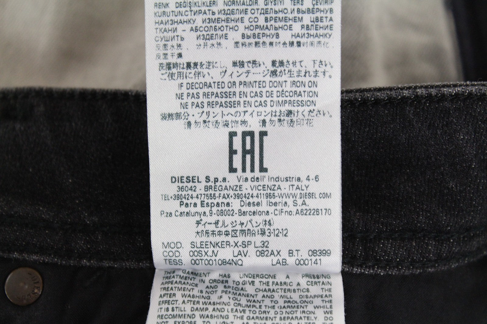 DIESEL Sleenker-X-SP 082AX vyriški džinsai W31 L32 Skinny Slim pilki tamprūs medvilniniai džinsai 