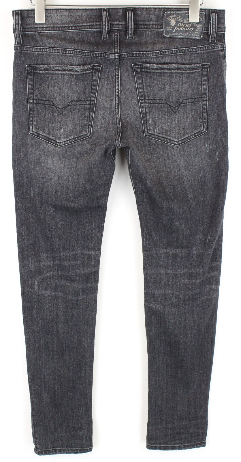 DIESEL Troxer R4NQ8 vyriški džinsai W31 L30 pilki, ploni, skalbti, tamprūs 