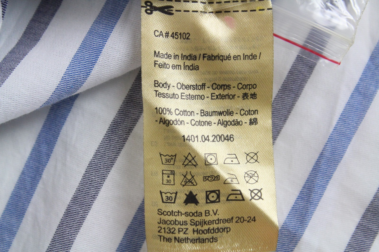 SCOTCH &amp; SODA Ams Couture vyriški marškinėliai, XL dydžio, balti, ilgomis rankovėmis, dryžuoti.