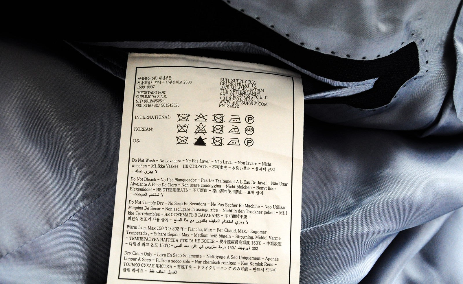 SUITSUPPLY La Spalla Blazer UK44S Blue Wool Men's Single Breasted Formal