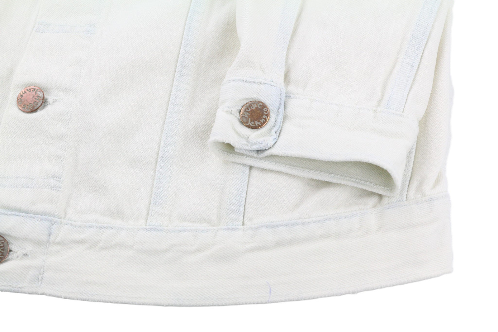 NUDIE JEANS Terry vyriška striukė L Extreme Bleach Light sagomis išskleistos logotipo kišenės 