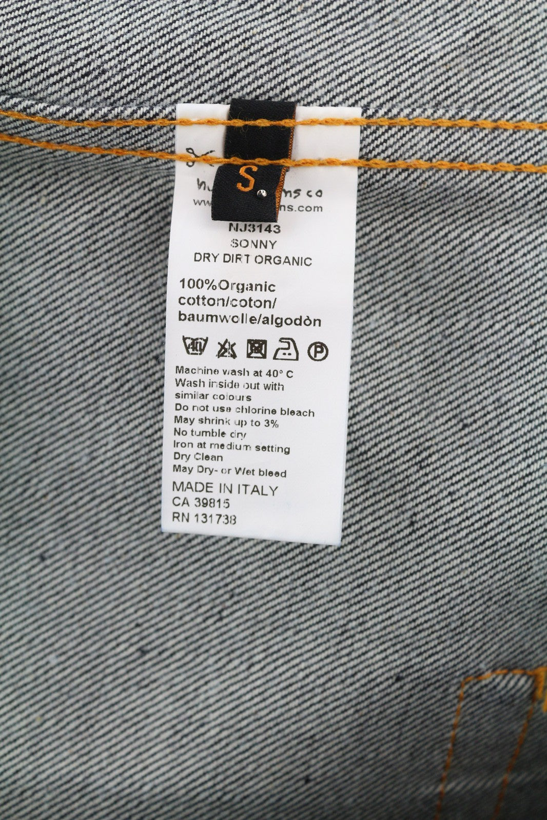 NUDIE JEANS Sonny Dry Dirt Organic vyriška striukė S grynos medvilnės džinsinio audinio klasikinė mėlyna 