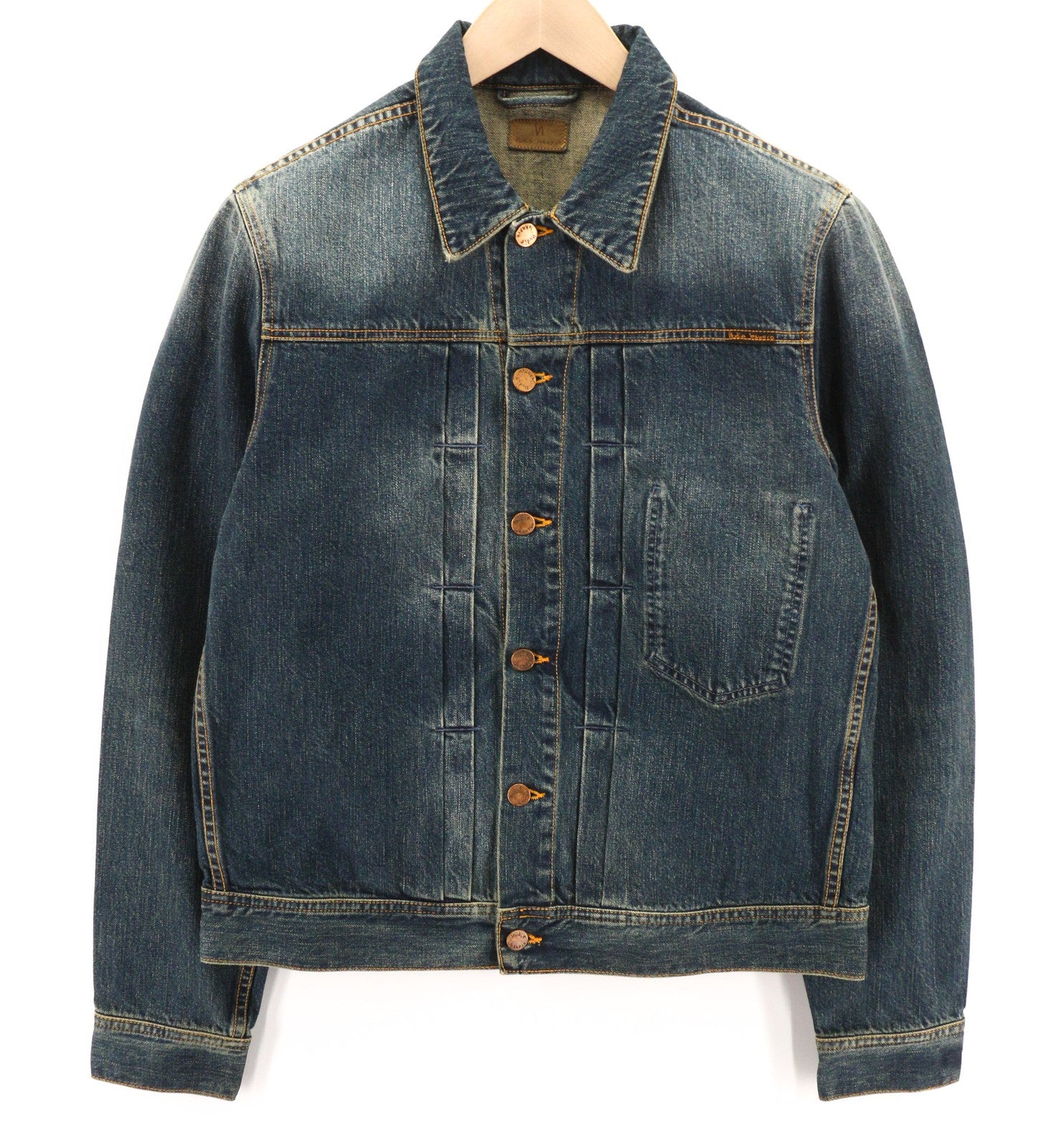 NUDIE JEANS Sonny Blue Friend Men Jacket M Pure Cotton Washed Denim Blue